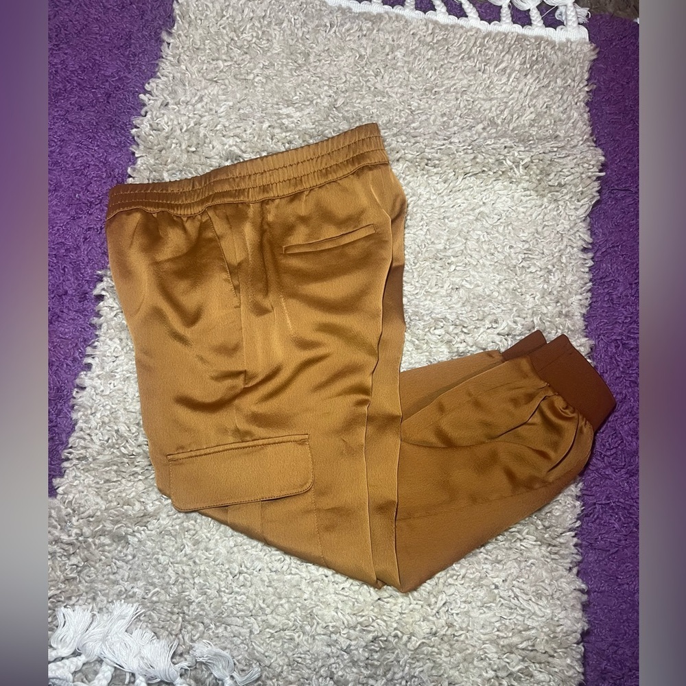 Brown Satin Jogger Pants